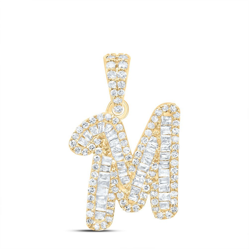 10k Yellow Gold 1.71gms 0.44CTW Natural Diamond Initial "M" Letter Pendant Charm - Elite Jewelers - Charms & Pendants