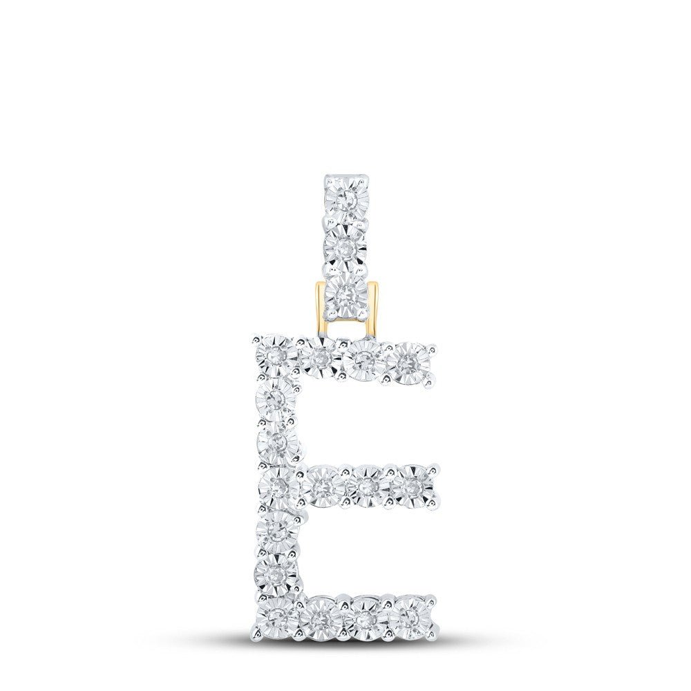 10k Yellow Gold 1.74gms 0.11CTW Natural Diamond Initial "E" Letter Pendant Charm - Elite Jewelers - Charms & Pendants