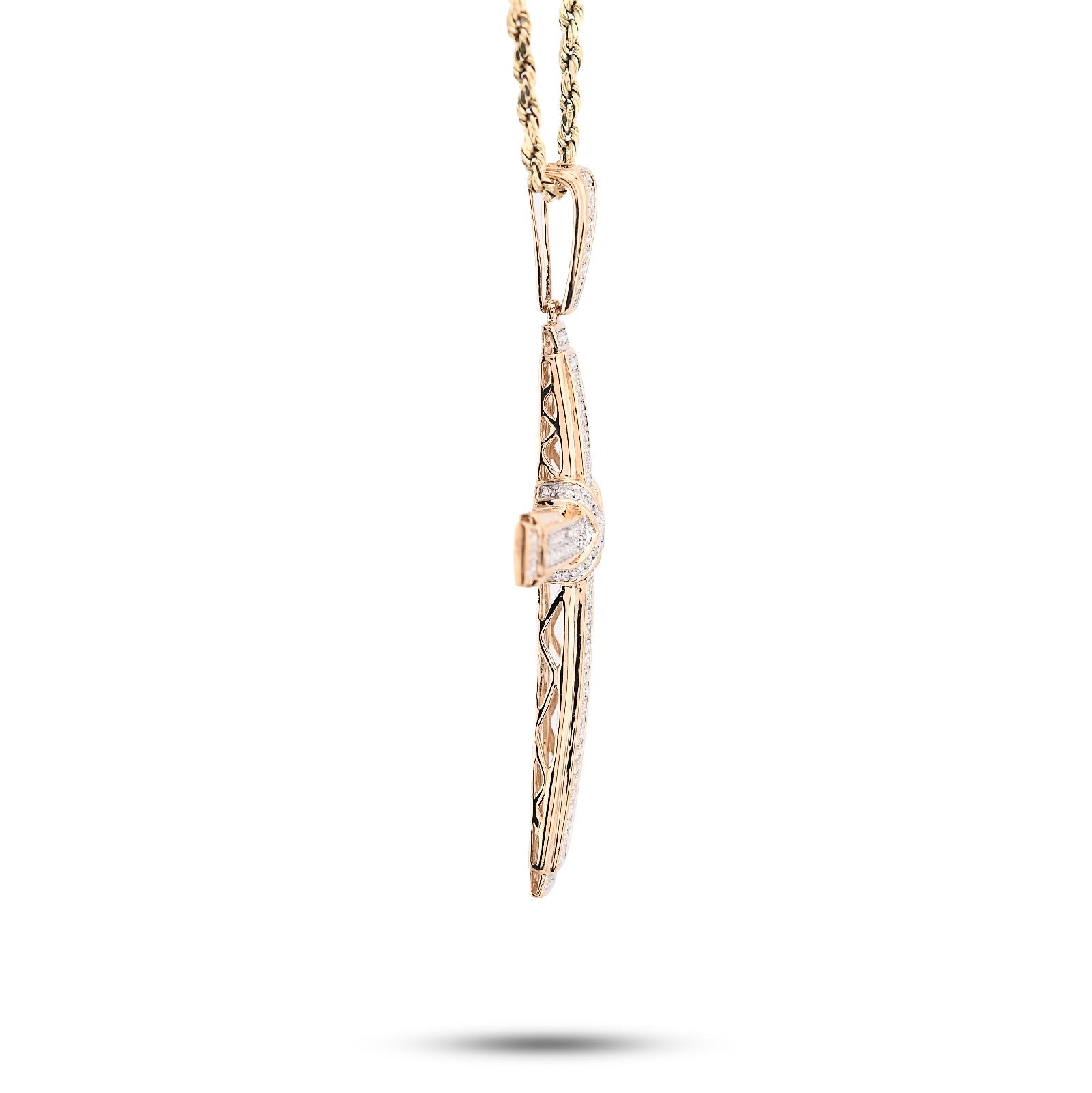 10K Yellow Gold 1.75CT Natural Diamond Cross Religious Charm Men Women Pendant 2.4" - Elite Jewelers - Charms & Pendants