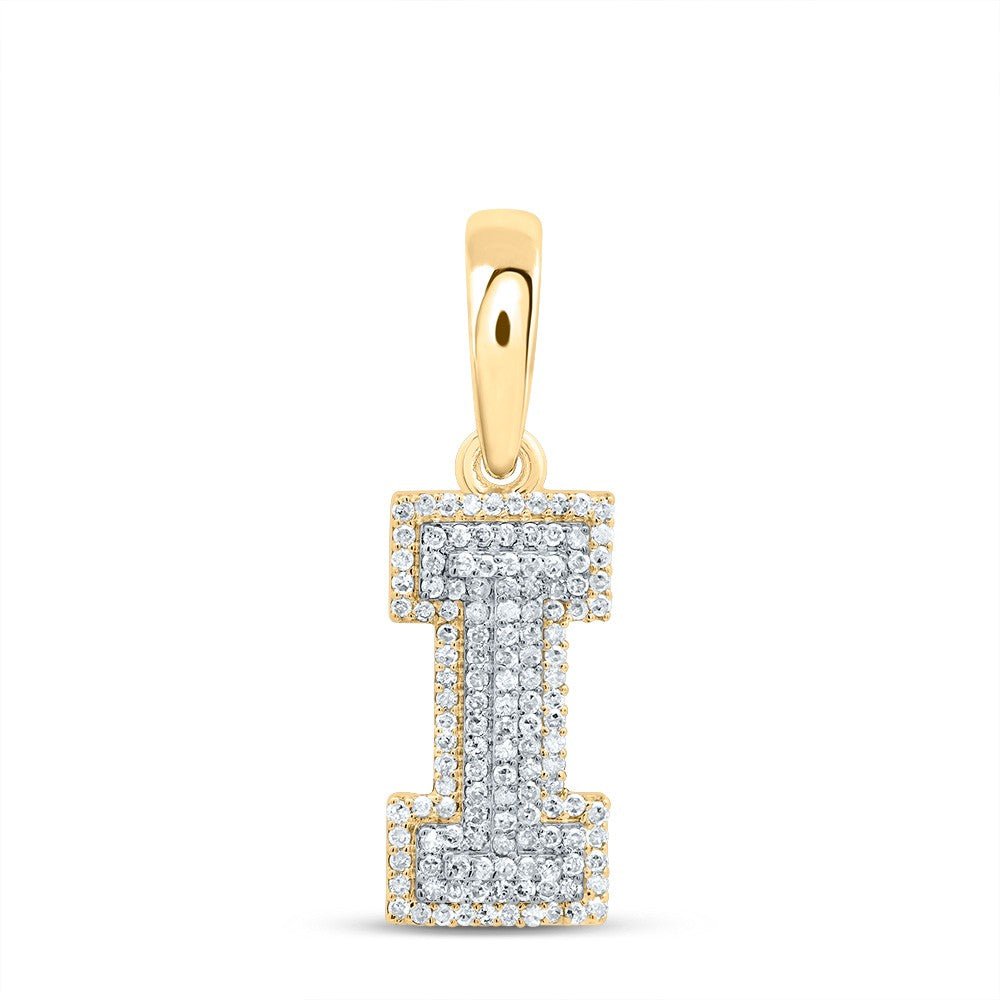 10k Yellow Gold 1.75gms 0.39CTW Natural Diamond Initial "I" Letter Pendant Charm - Elite Jewelers - Charms & Pendants