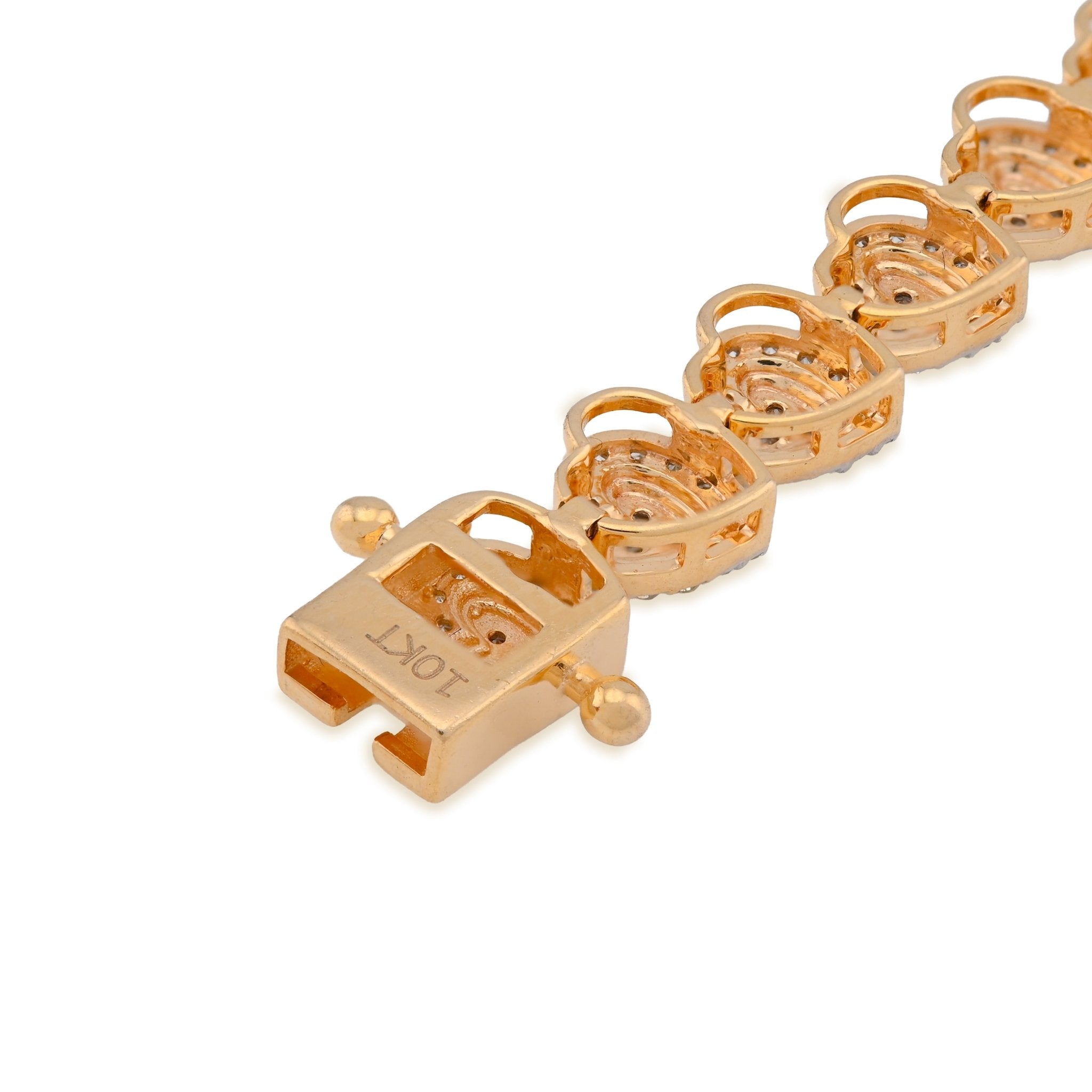 10K Yellow Gold 1.80CT Heart Link 7" Natural Diamond Women Bracelet - Elite Jewelers - Bracelets