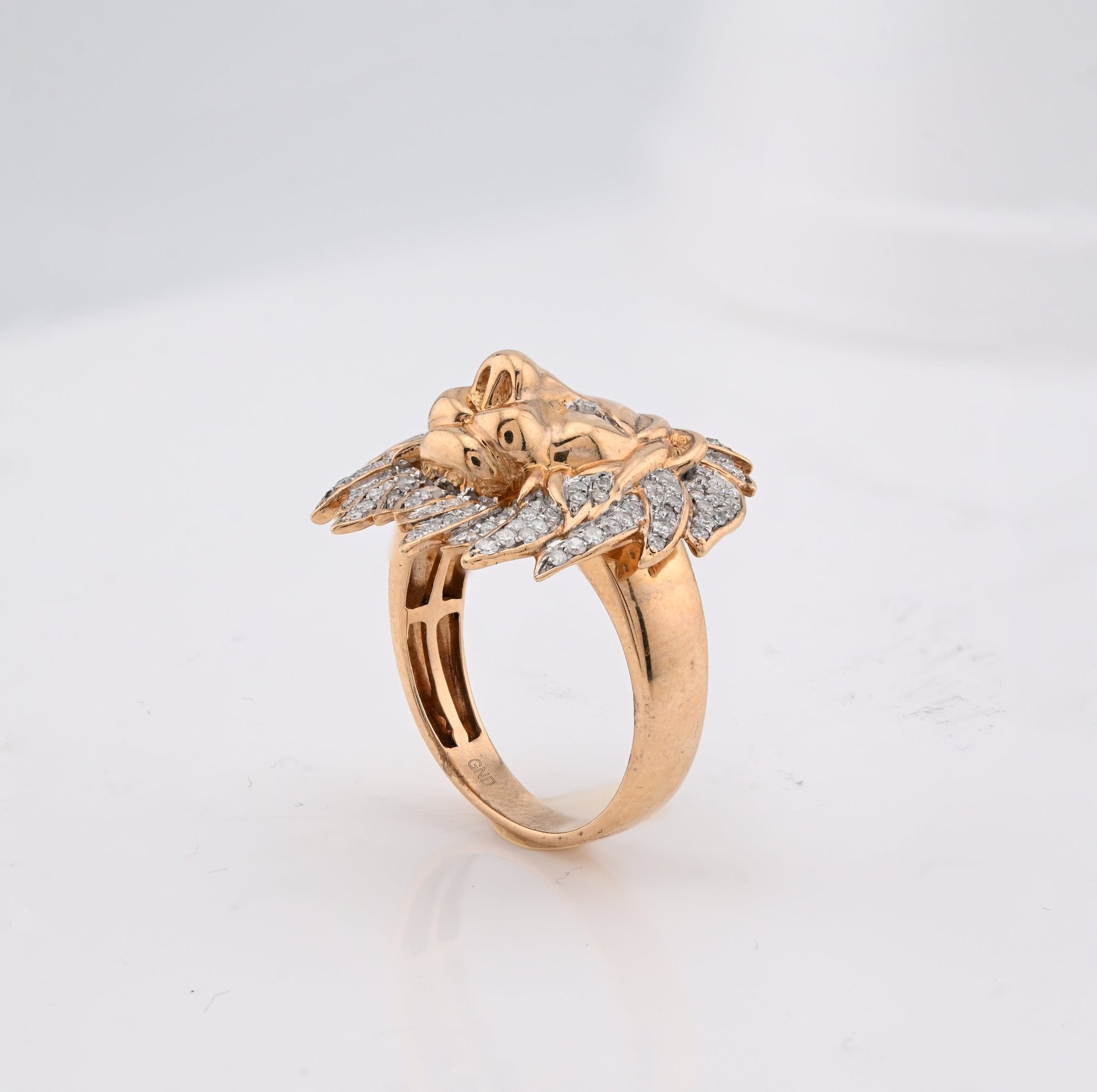 10K Yellow Gold 1.87CT Natural Diamond Lion Head Men Pinky Ring - Elite Jewelers - Rings
