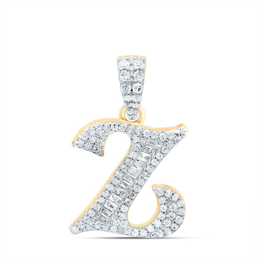 10k Yellow Gold 1.89g 0.27CTW Natural Diamond Initial "Z" Pendant Baguette Charm - Elite Jewelers - Charms & Pendants