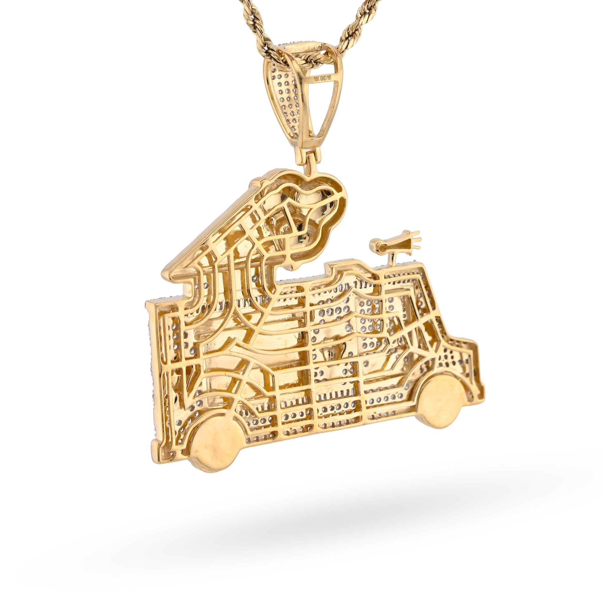 10K Yellow Gold 1.8CT Natural Diamond "Ice Cream" Truck Men Charm 16g Pendant - Elite Jewelers - Charms & Pendants