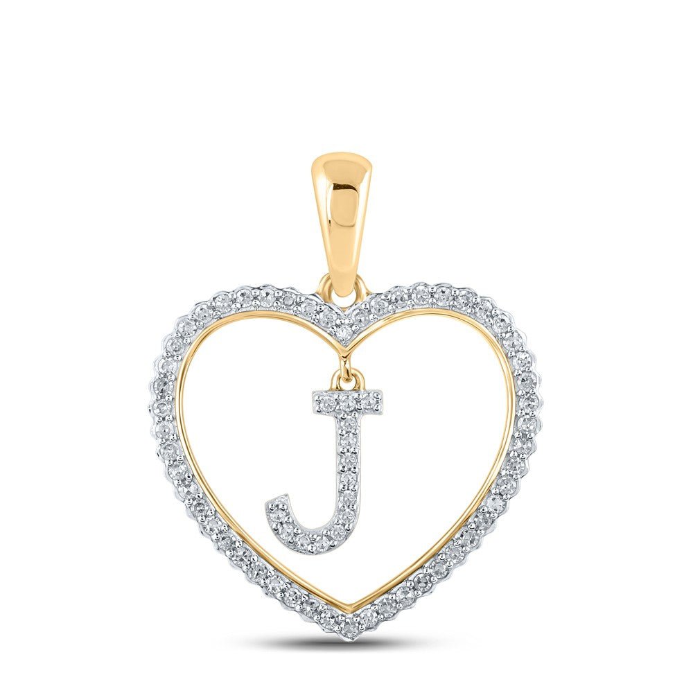 10k Yellow Gold 1.8g 0.23CTW Natural Diamond Initial "J" Pendant Heart Charm - Elite Jewelers - Charms & Pendants