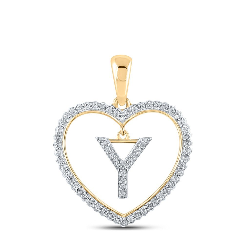 10k Yellow Gold 1.8g 0.23CTW Natural Diamond Initial "Y" Pendant Heart Charm - Elite Jewelers - Charms & Pendants