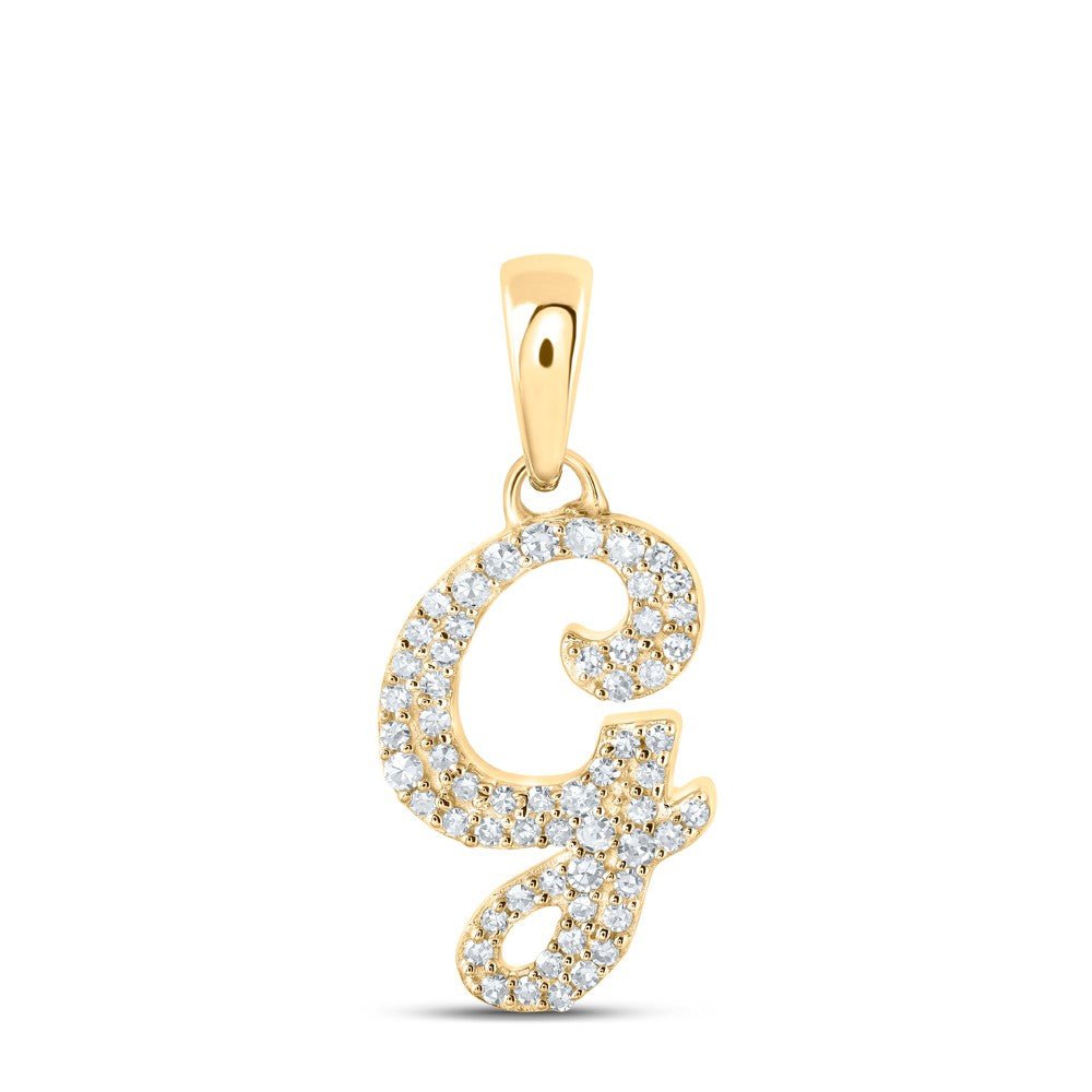10k Yellow Gold 1.8gms 0.15CTW Natural Diamond Initial "G" Letter Pendant Charm - Elite Jewelers - Charms & Pendants