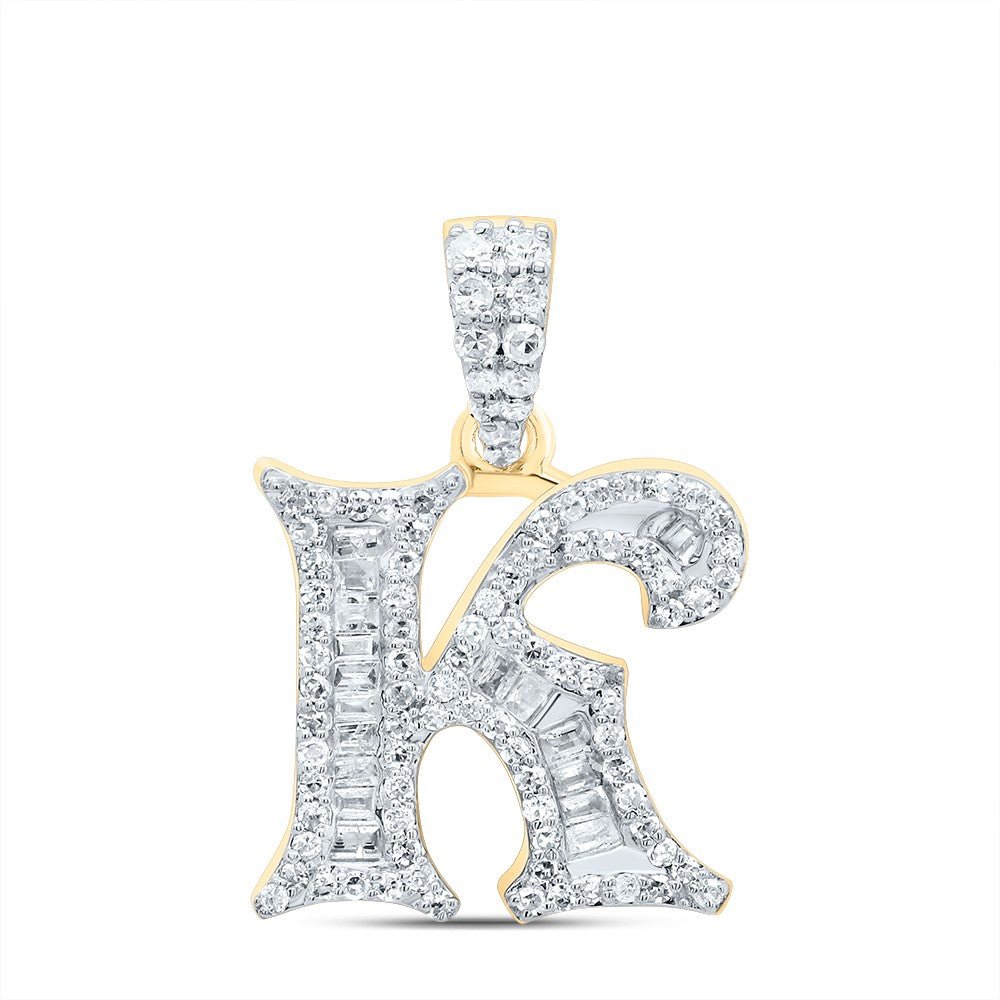 10k Yellow Gold 1.91g 0.36CTW Natural Diamond Initial "K" Pendant Baguette Charm - Elite Jewelers - Charms & Pendants