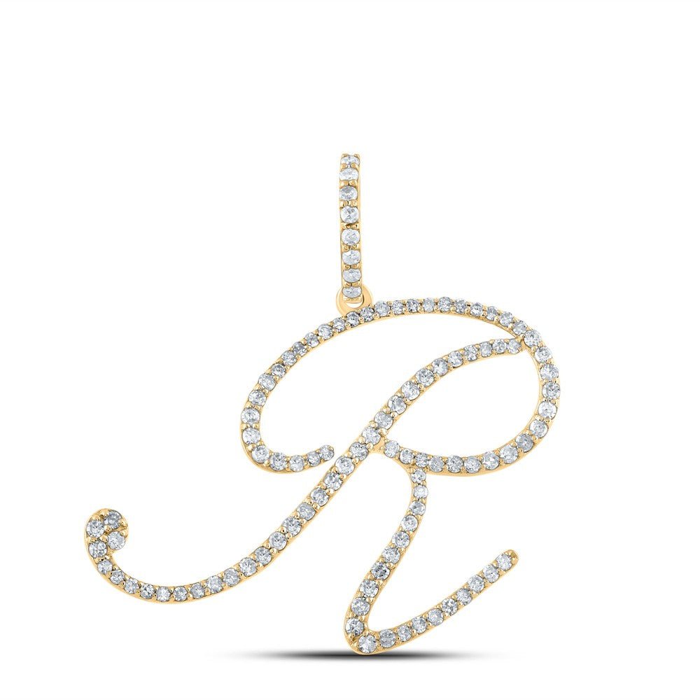 10k Yellow Gold 1.93g 0.61CTW Natural Diamond Initial "R" Pendant Alphabet Charm - Elite Jewelers - Charms & Pendants