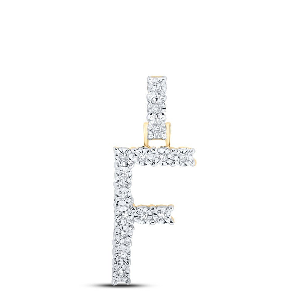 10k Yellow Gold 1.95gms 0.08CTW Natural Diamond Initial "F" Letter Pendant Charm - Elite Jewelers - Charms & Pendants