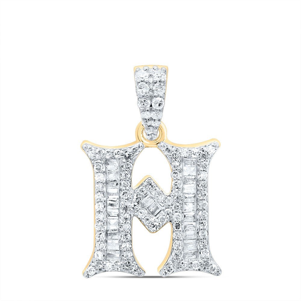 10k Yellow Gold 1.97g 0.34CTW Natural Diamond Initial "H" Pendant Baguette Charm - Elite Jewelers - Charms & Pendants