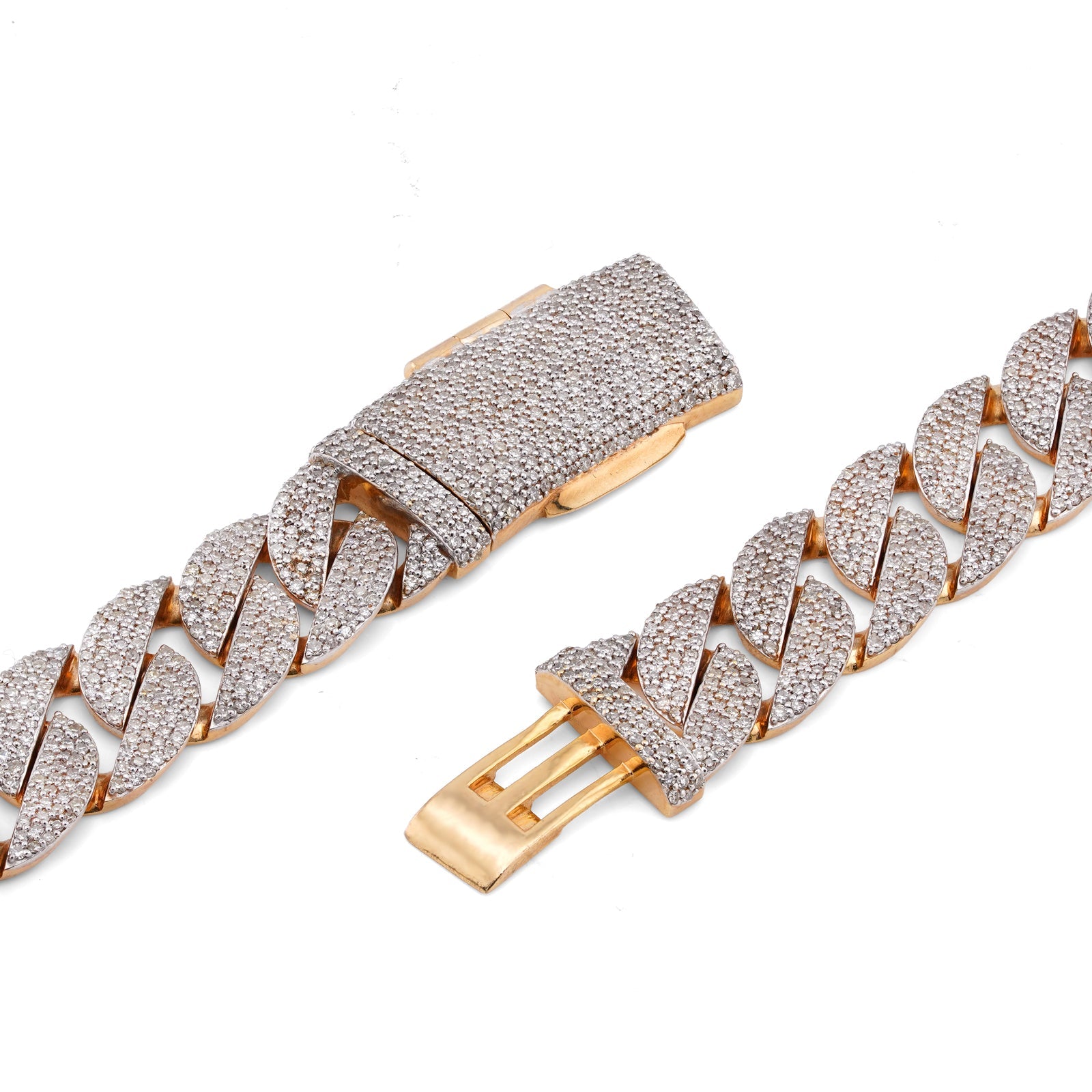 10K Yellow Gold 19.87CT Natural Diamond Cuban Link Chain 12MM 22" Men Necklace - Elite Jewelers-Necklaces