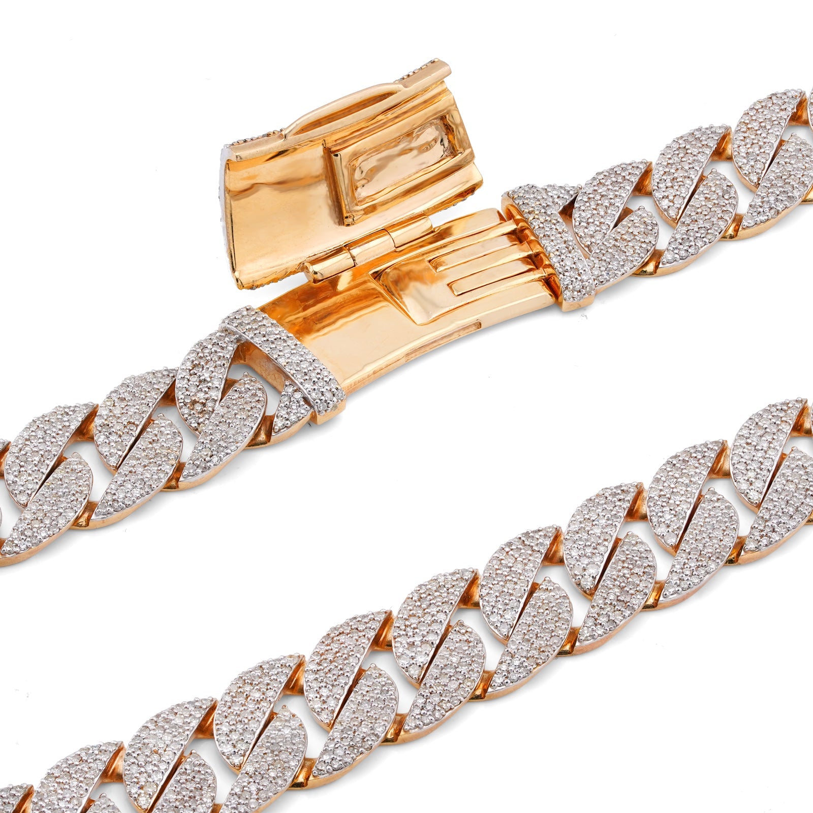 10K Yellow Gold 19.87CT Natural Diamond Cuban Link Chain 12MM 22" Men Necklace - Elite Jewelers-Necklaces