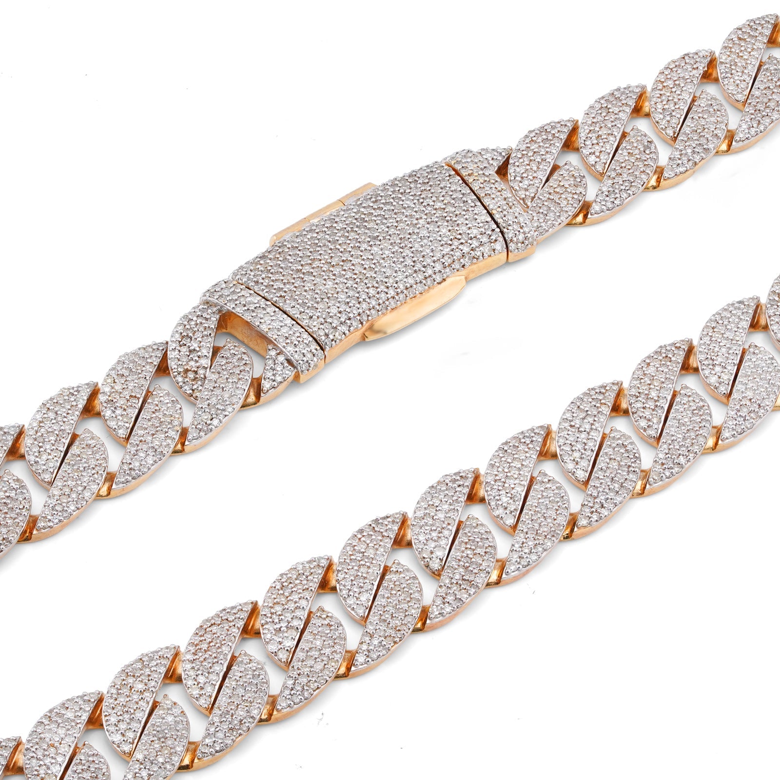 10K Yellow Gold 19.87CT Natural Diamond Cuban Link Chain 12MM 22" Men Necklace - Elite Jewelers-Necklaces