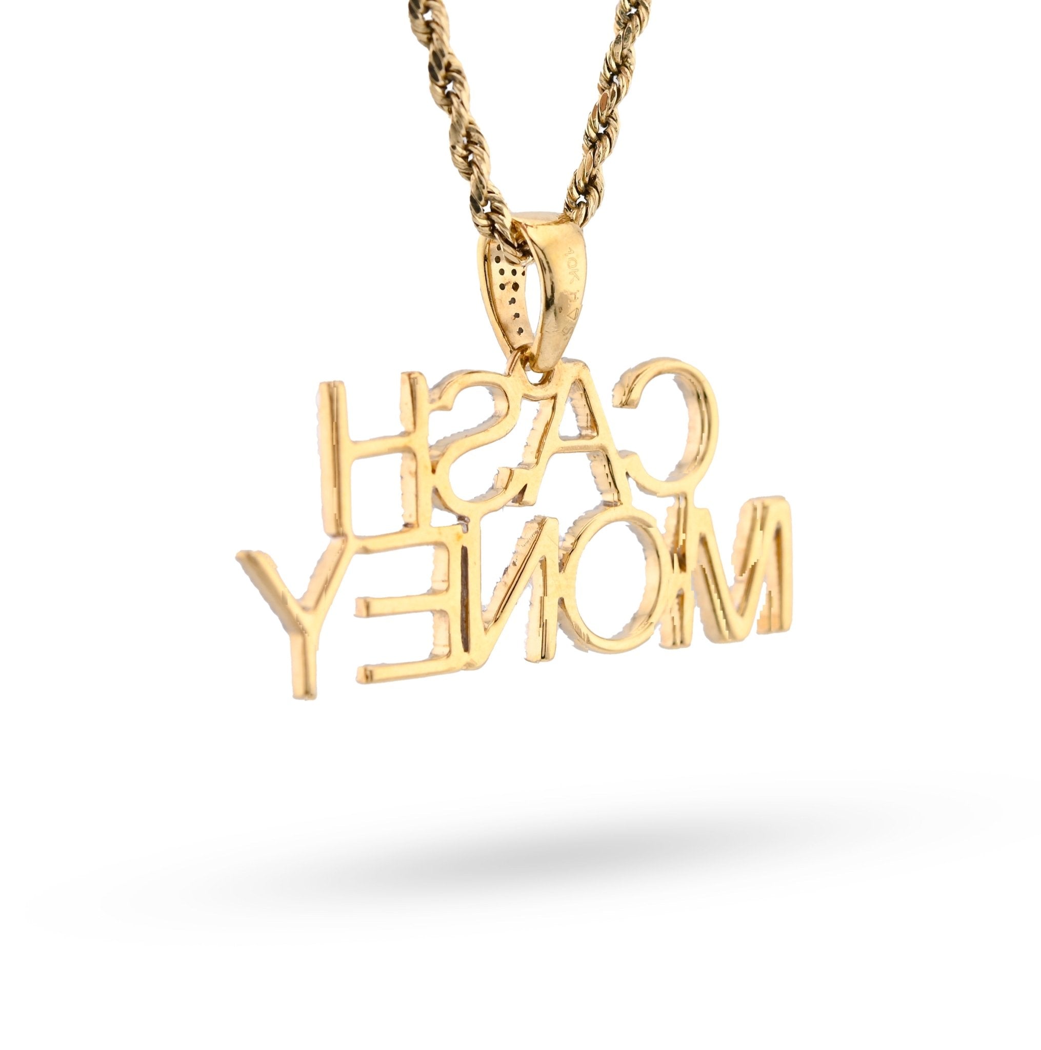 10K Yellow Gold 1CT "CASH MONEY" Natural Diamond Pendant Men Women Custom Charm - Elite Jewelers - Charms & Pendants