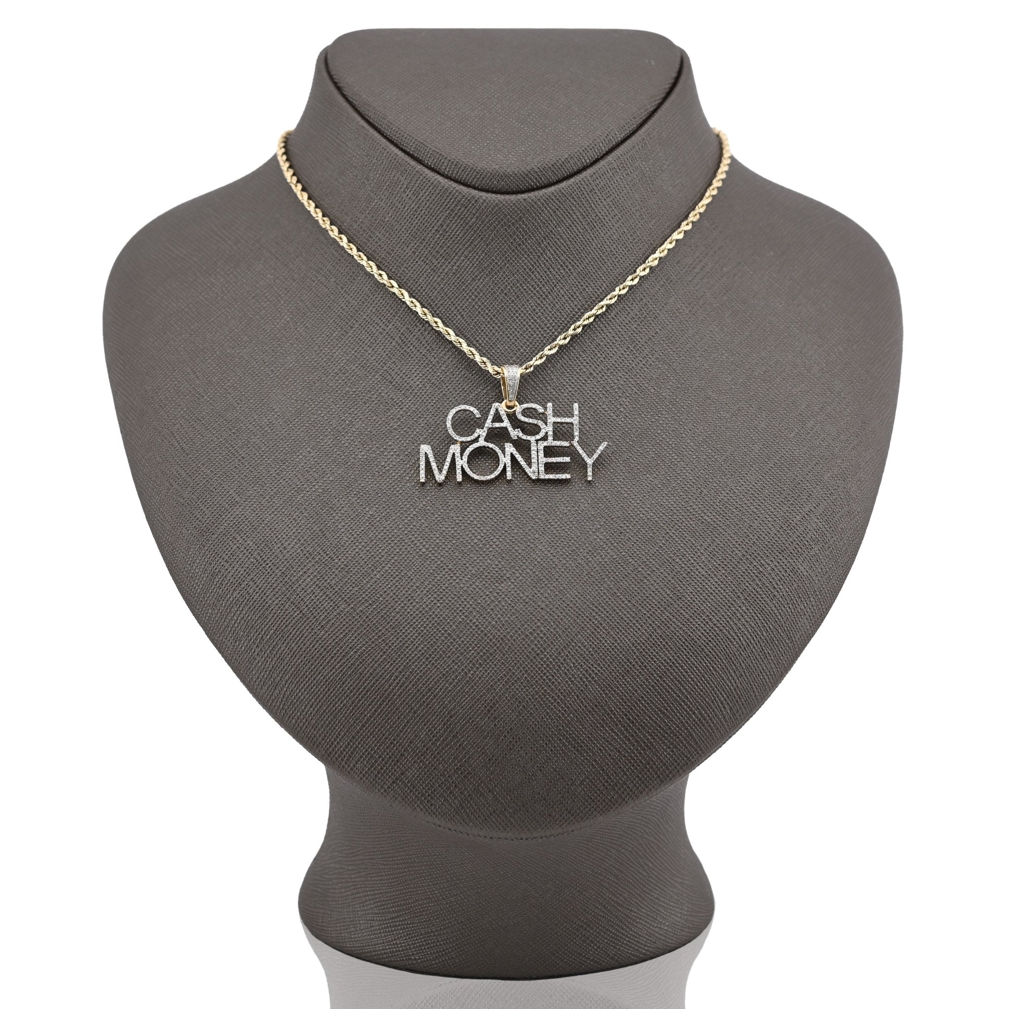 10K Yellow Gold 1CT "CASH MONEY" Natural Diamond Pendant Men Women Custom Charm - Elite Jewelers - Charms & Pendants