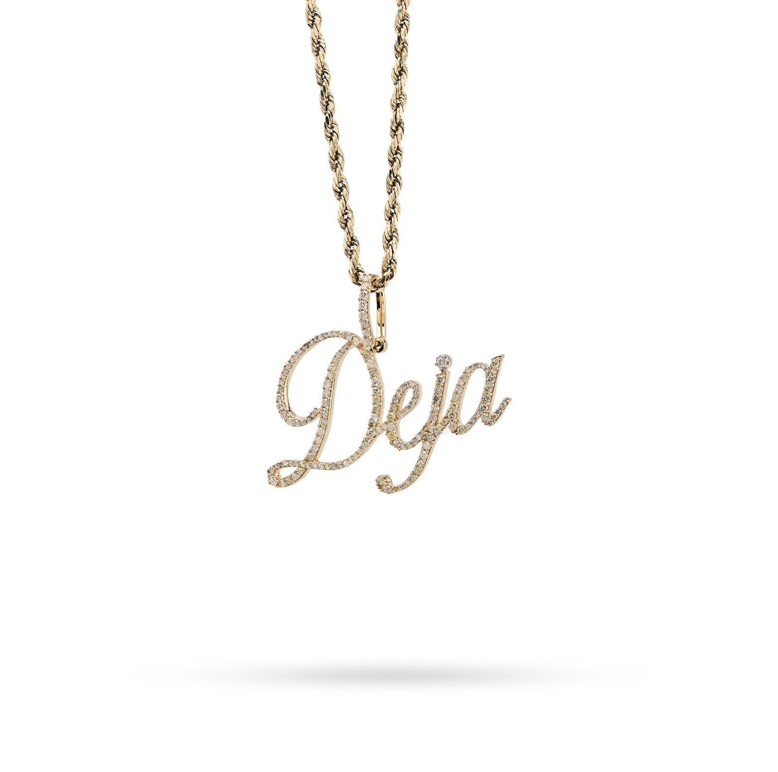 10k Yellow Gold 1CTW Natural Diamond "Deja" Name Letter Pendant 3g Custom Charm - Elite Jewelers - Charms & Pendants
