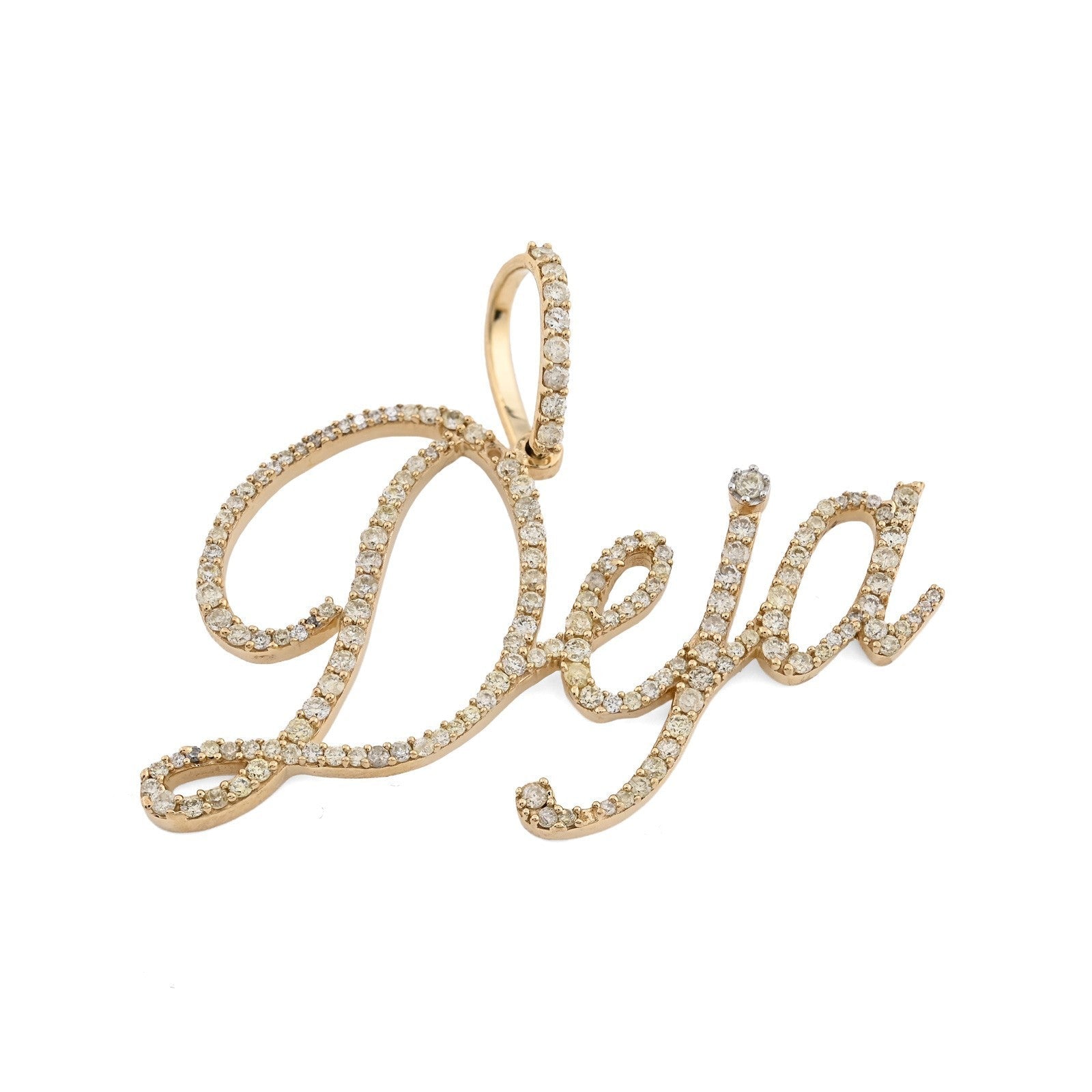 10k Yellow Gold 1CTW Natural Diamond "Deja" Name Letter Pendant 3g Custom Charm - Elite Jewelers - Charms & Pendants
