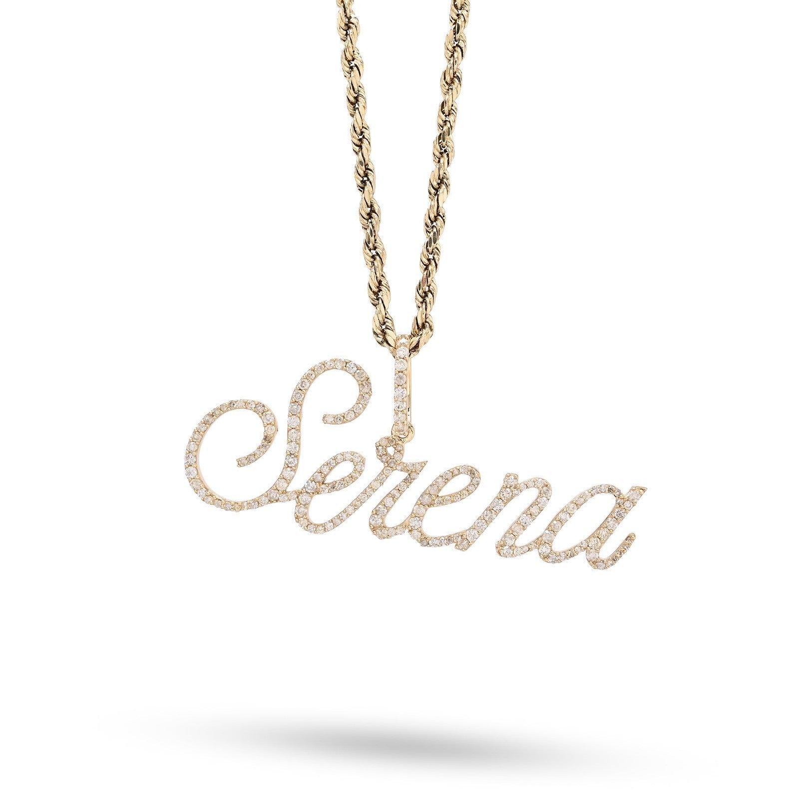 10k Yellow Gold 1CTW Natural Diamond "Serena" Name Pendant 3.1g Custom Charm - Elite Jewelers - Charms & Pendants