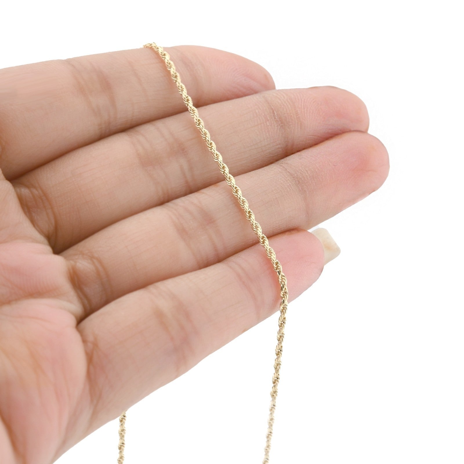 10k Yellow Gold 1MM Diamond Cut Hollow Rope Chain For Mens Womens 14 - 24 Inches - Elite Jewelers - Necklaces & Chains