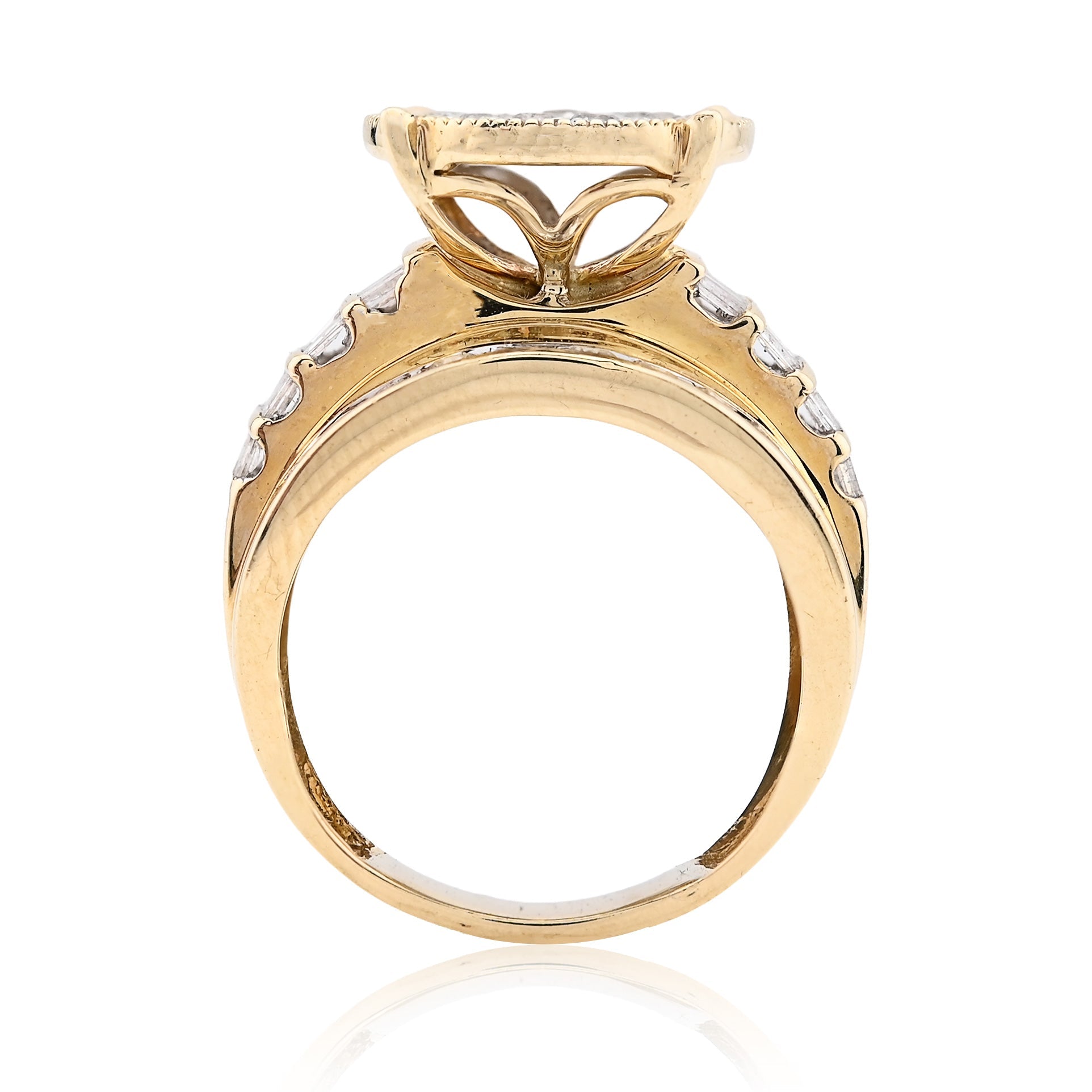 10K Yellow Gold 2 CT Natural Diamond Round/Baguette Natural Diamond Women Wedding Ring - Elite Jewelers - Rings