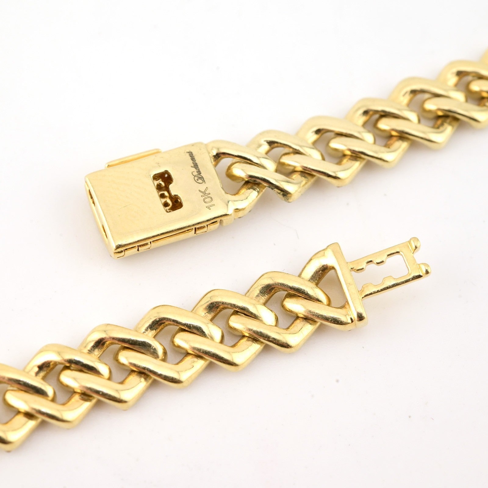 10k Yellow Gold 20 Inch 6.6CTW Baguette Diamond Heart Cuban Link Chain 42.6g - Elite Jewelers - Necklaces & Chains
