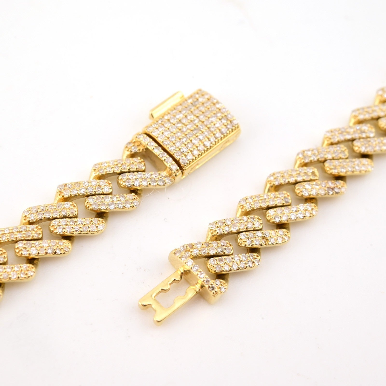 10k Yellow Gold 20 Inch 6.6CTW Baguette Diamond Heart Cuban Link Chain 42.6g - Elite Jewelers - Necklaces & Chains