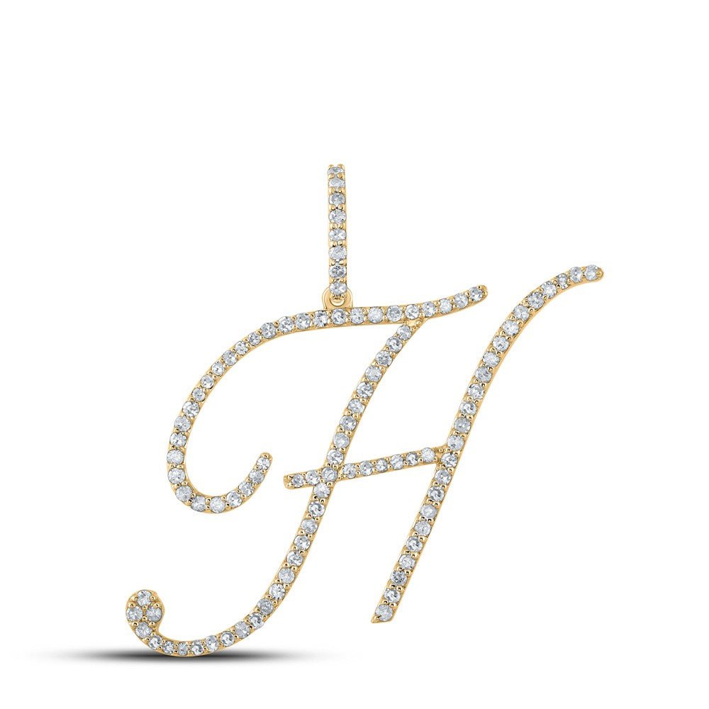 10k Yellow Gold 2.01g 0.68CTW Natural Diamond Initial "H" Pendant Alphabet Charm - Elite Jewelers - Charms & Pendants