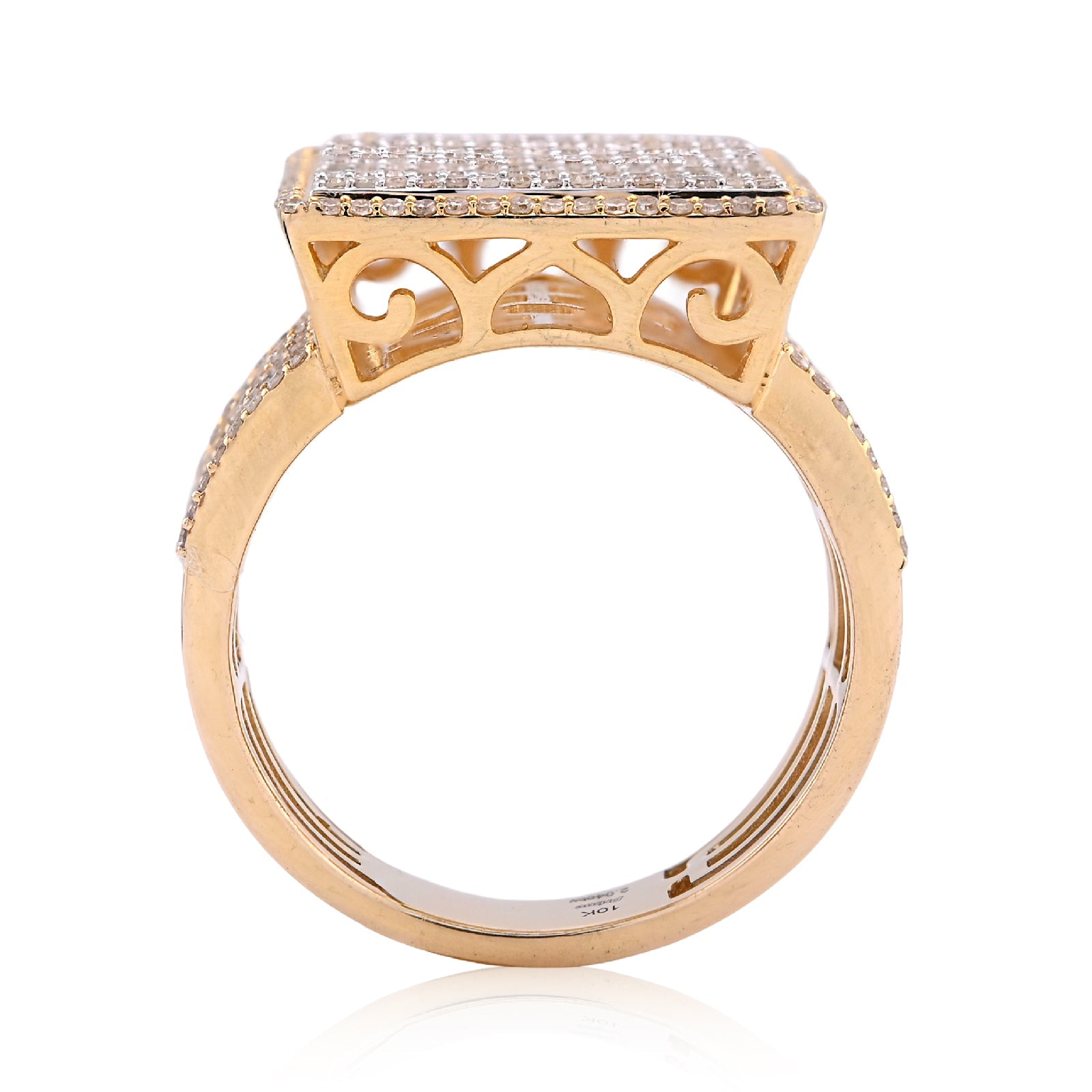 10K Yellow Gold 2.04CT Natural Diamond Big Rectangle Men Round Baguette Ring - Elite Jewelers - Rings