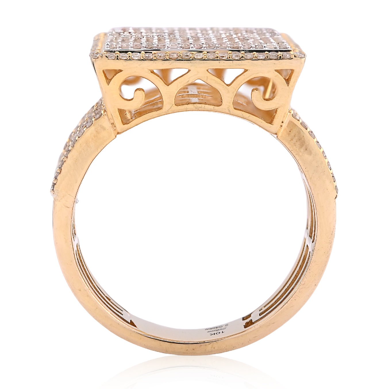 10K Yellow Gold 2.04CT Natural Diamond Big Rectangle Men Round Baguette Ring - Elite Jewelers - Rings