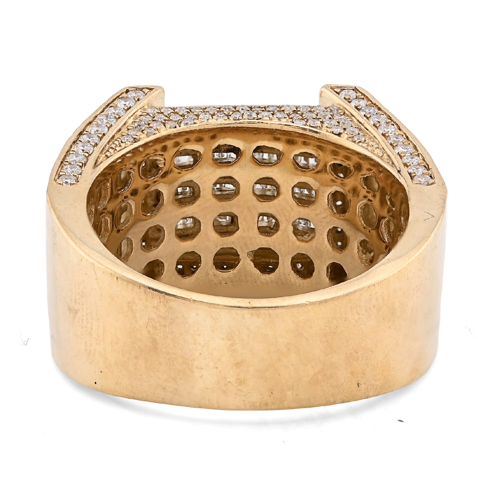 10K Yellow Gold 2.06CT Natural Diamond 3 Row Baguette Side Iced Men Pinky Ring - Elite Jewelers - Rings