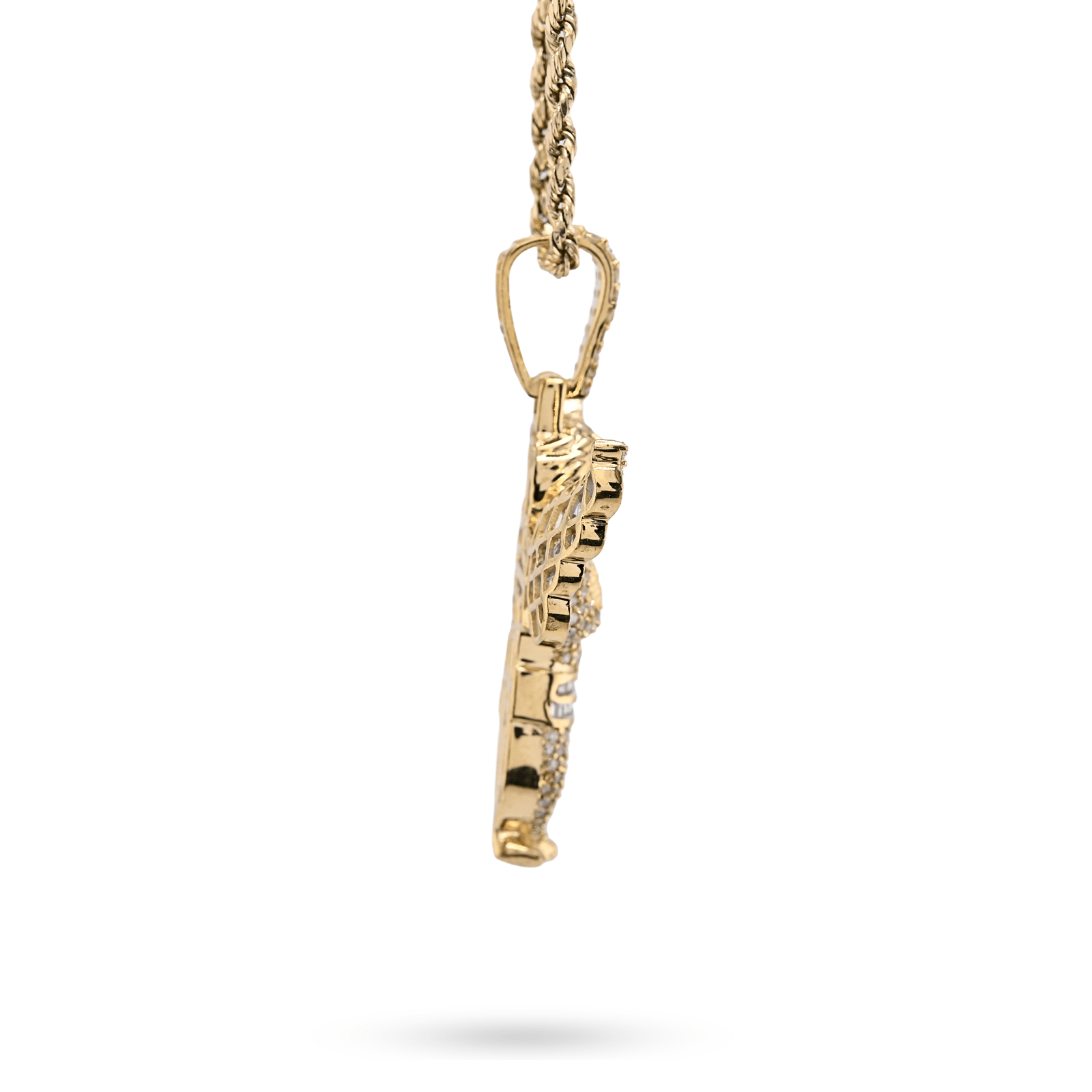 10k Yellow Gold 2.1CTW Round/Baguette Diamond Praying Angel Pendant 8.3g Charm - Elite Jewelers - Charms & Pendants