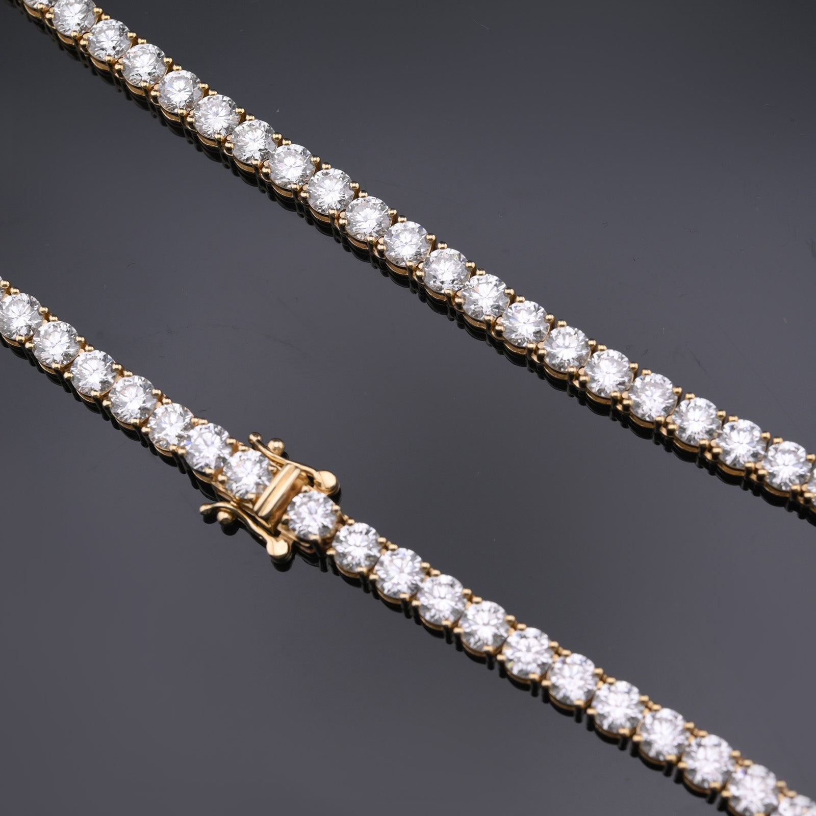 10k Yellow Gold 22" Lab Diamond Tennis Chain 50 PTR Necklace 53.52 CTW - Elite Jewelers - Necklaces & Chains