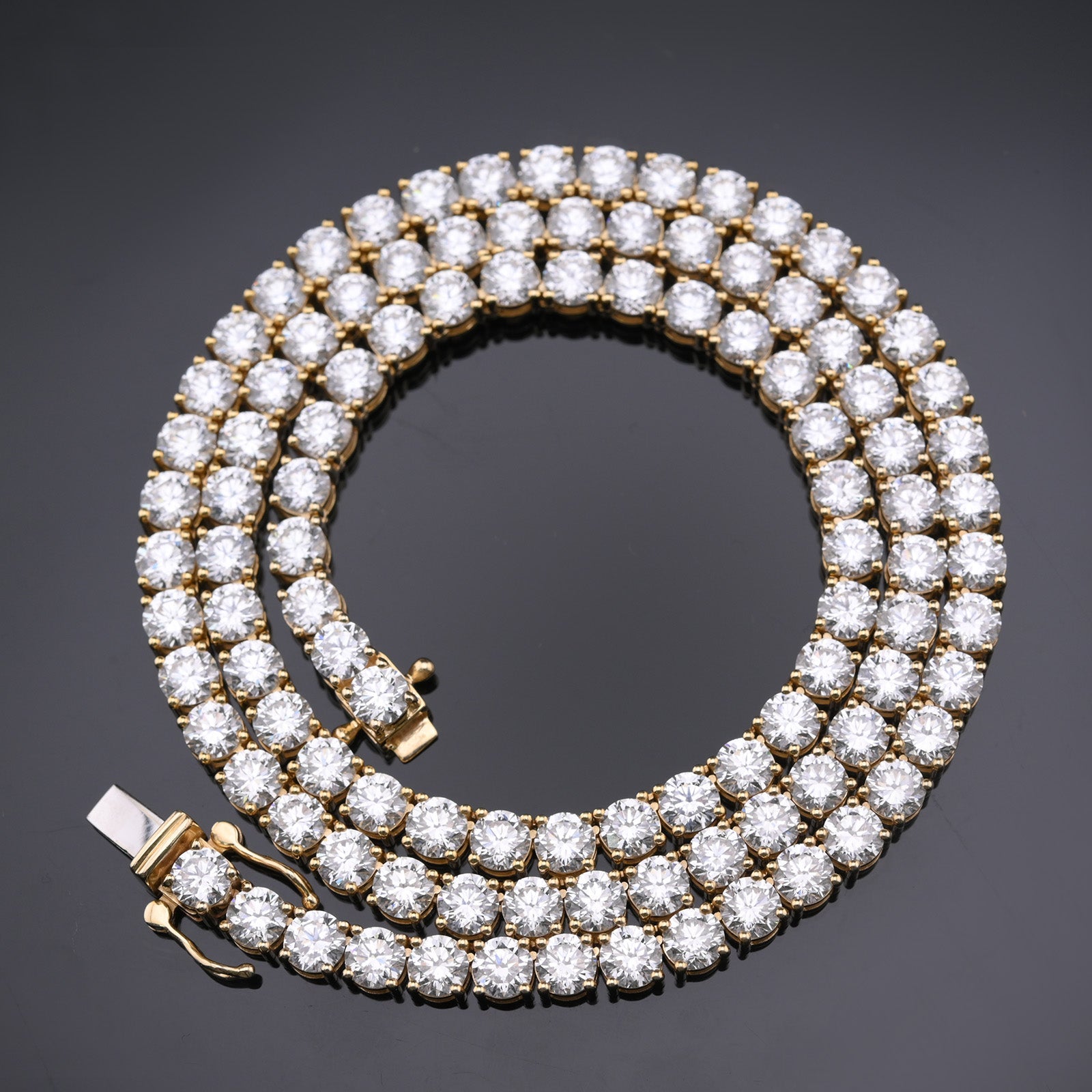 10k Yellow Gold 22" Lab Diamond Tennis Chain 50 PTR Necklace 53.52 CTW - Elite Jewelers - Necklaces & Chains