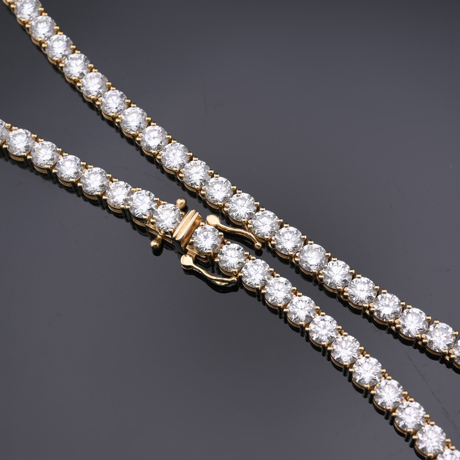 10k Yellow Gold 22" Lab Diamond Tennis Chain 50 PTR Necklace 53.52 CTW - Elite Jewelers - Necklaces & Chains