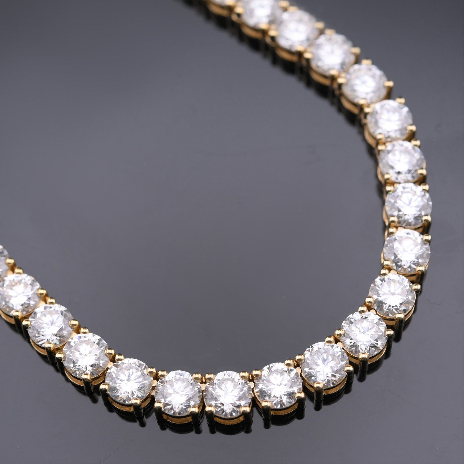 10k Yellow Gold 22" Lab Diamond Tennis Chain 50 PTR Necklace 53.52 CTW - Elite Jewelers - Necklaces & Chains