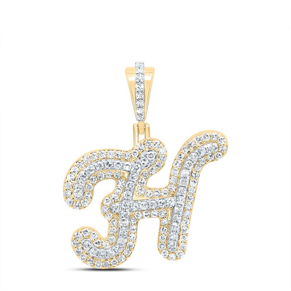 10k Yellow Gold 2.38g 0.48CTW Natural Diamond Initial "H" Pendant Alphabet Charm - Elite Jewelers - Charms & Pendants