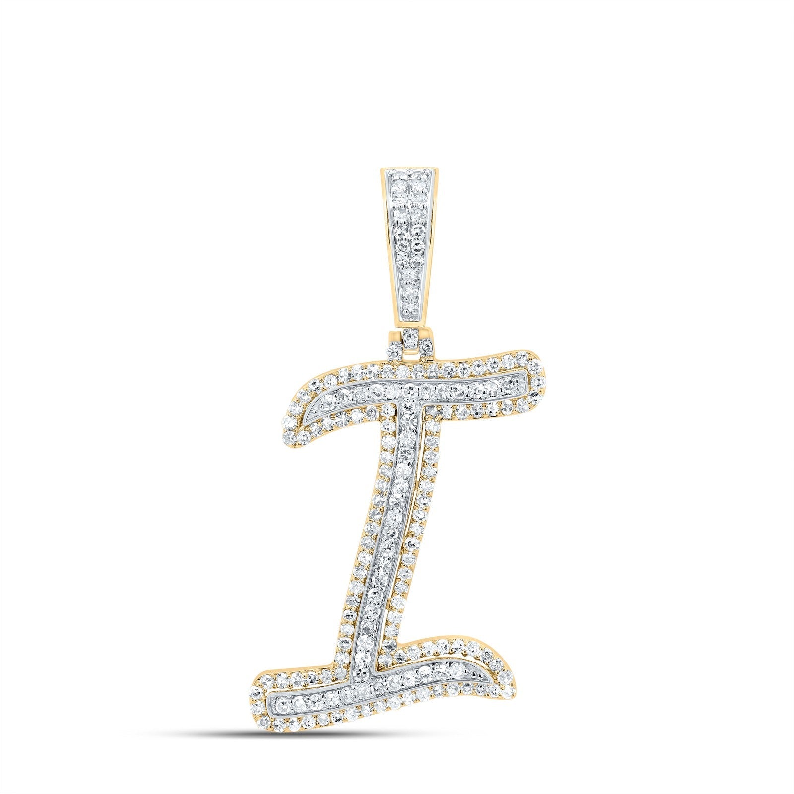 10k Yellow Gold 2.44g 0.69CTW Natural Diamond Initial "I" Pendant Alphabet Charm - Elite Jewelers - Charms & Pendants