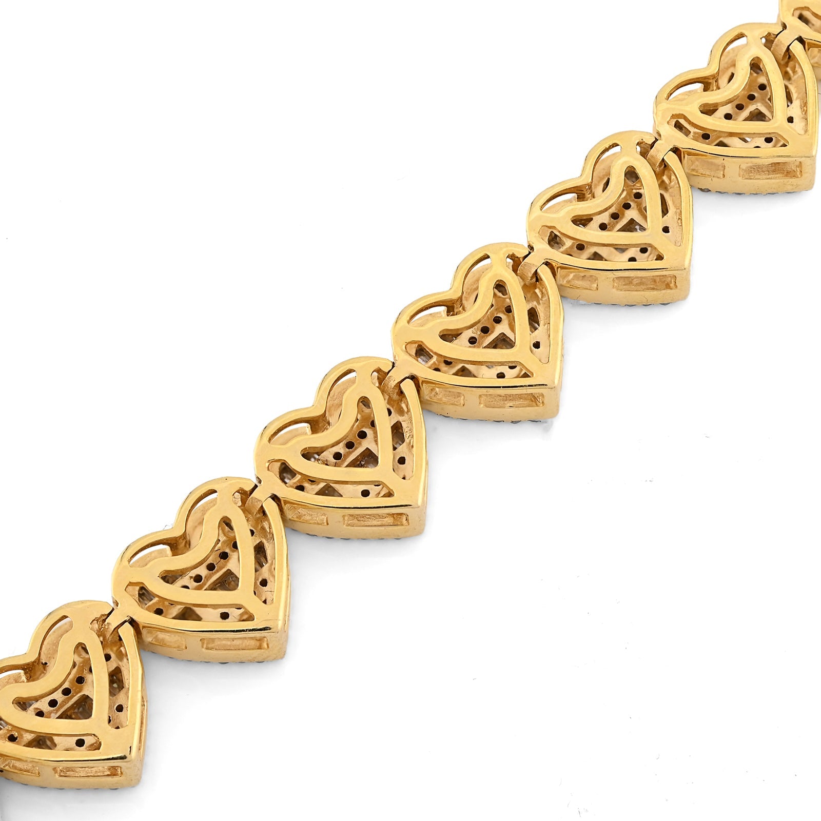 10K Yellow Gold 2.59 Ct Natural Diamond Heart Shape 7.5MM Tennis Bracelet 7" Men Women 14.4g - Elite Jewelers - Bracelets