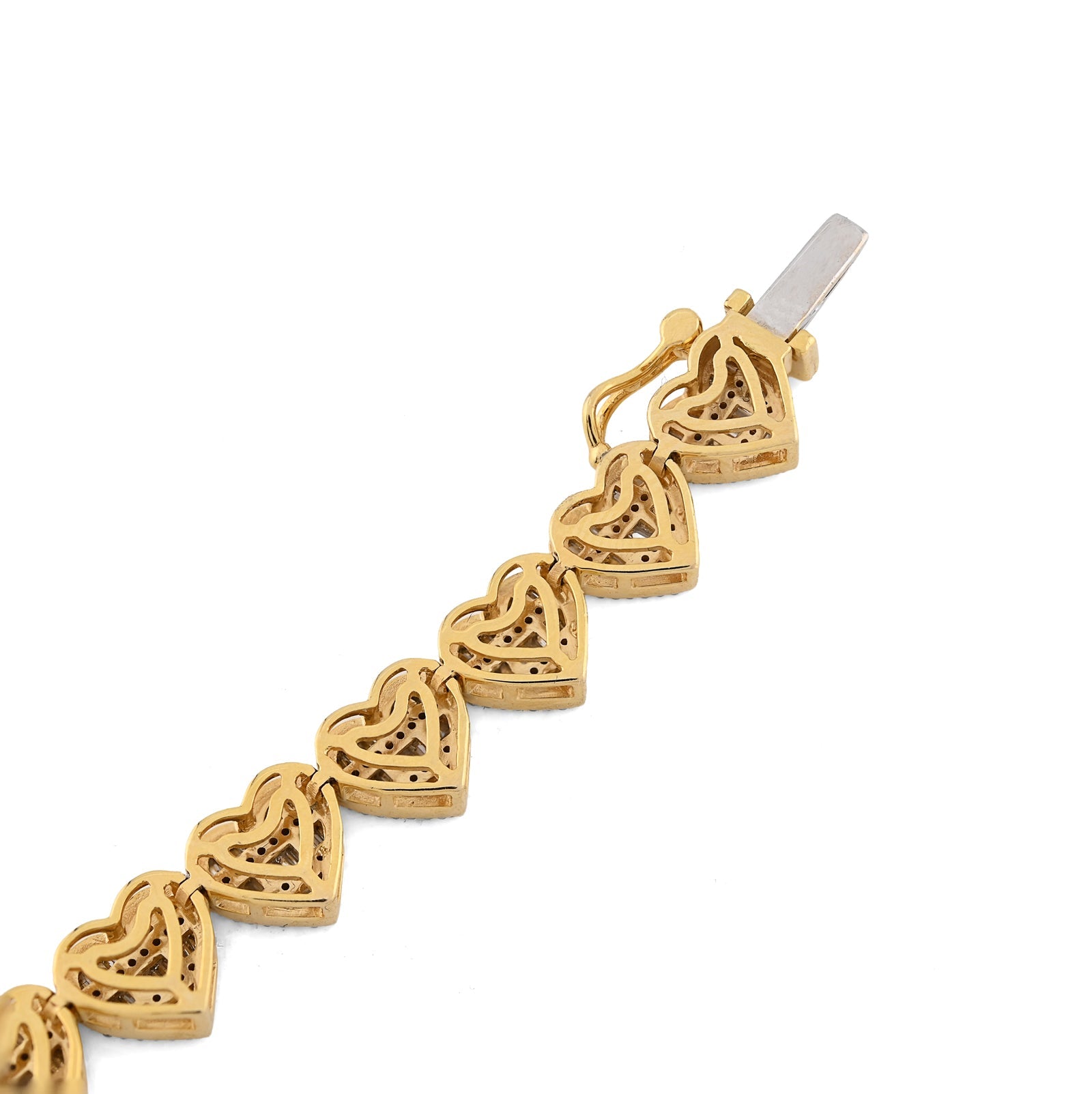 10K Yellow Gold 2.59 Ct Natural Diamond Heart Shape 7.5MM Tennis Bracelet 7" Men Women 14.4g - Elite Jewelers - Bracelets