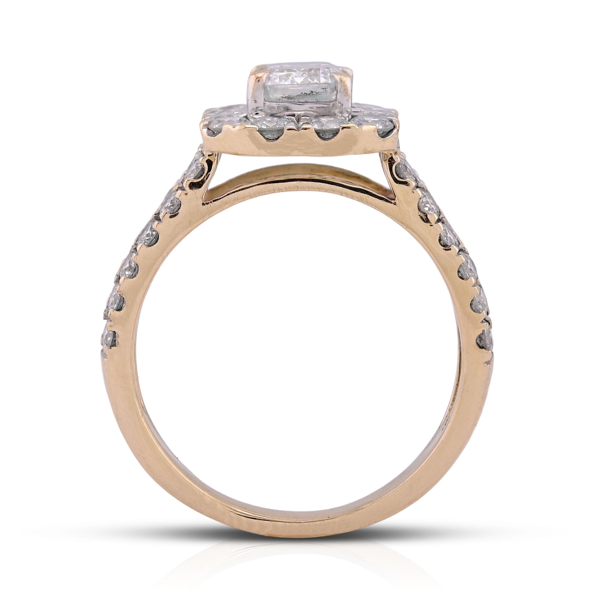 10K Yellow Gold 2.5CT Centre Emerald Round Diamond Halo Women Lab Ring - Elite Jewelers - Rings