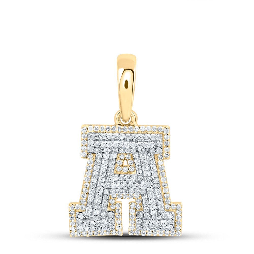 10k Yellow Gold 2.82g 0.72CTW Natural Diamond Initial "A" Pendant Alphabet Charm - Elite Jewelers - Charms & Pendants