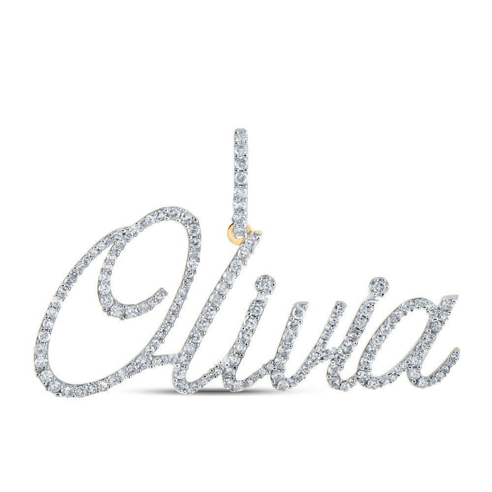 10k Yellow Gold 2.82g 0.86CTW Natural Diamond Name "OLIVIA" Pendant Word Charm - Elite Jewelers - Charms & Pendants