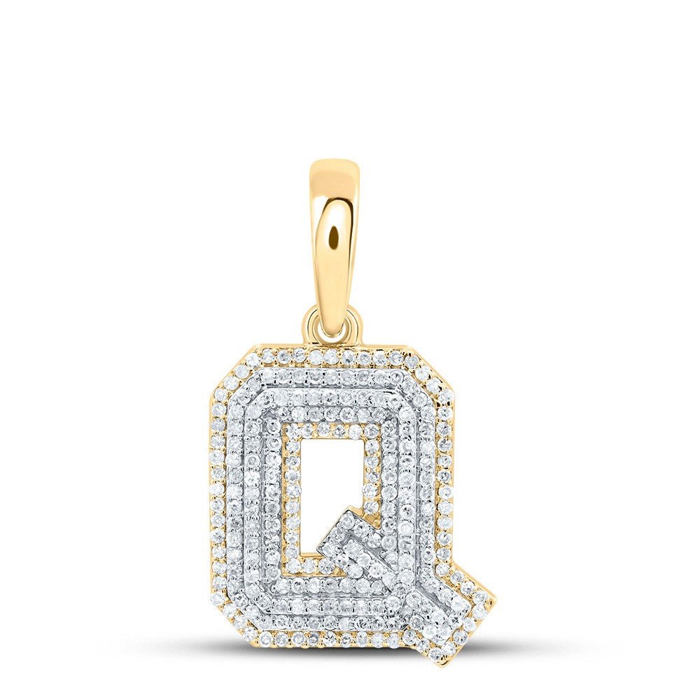 10k Yellow Gold 2.86g 0.67CTW Natural Diamond Initial "Q" Pendant Alphabet Charm - Elite Jewelers - Charms & Pendants