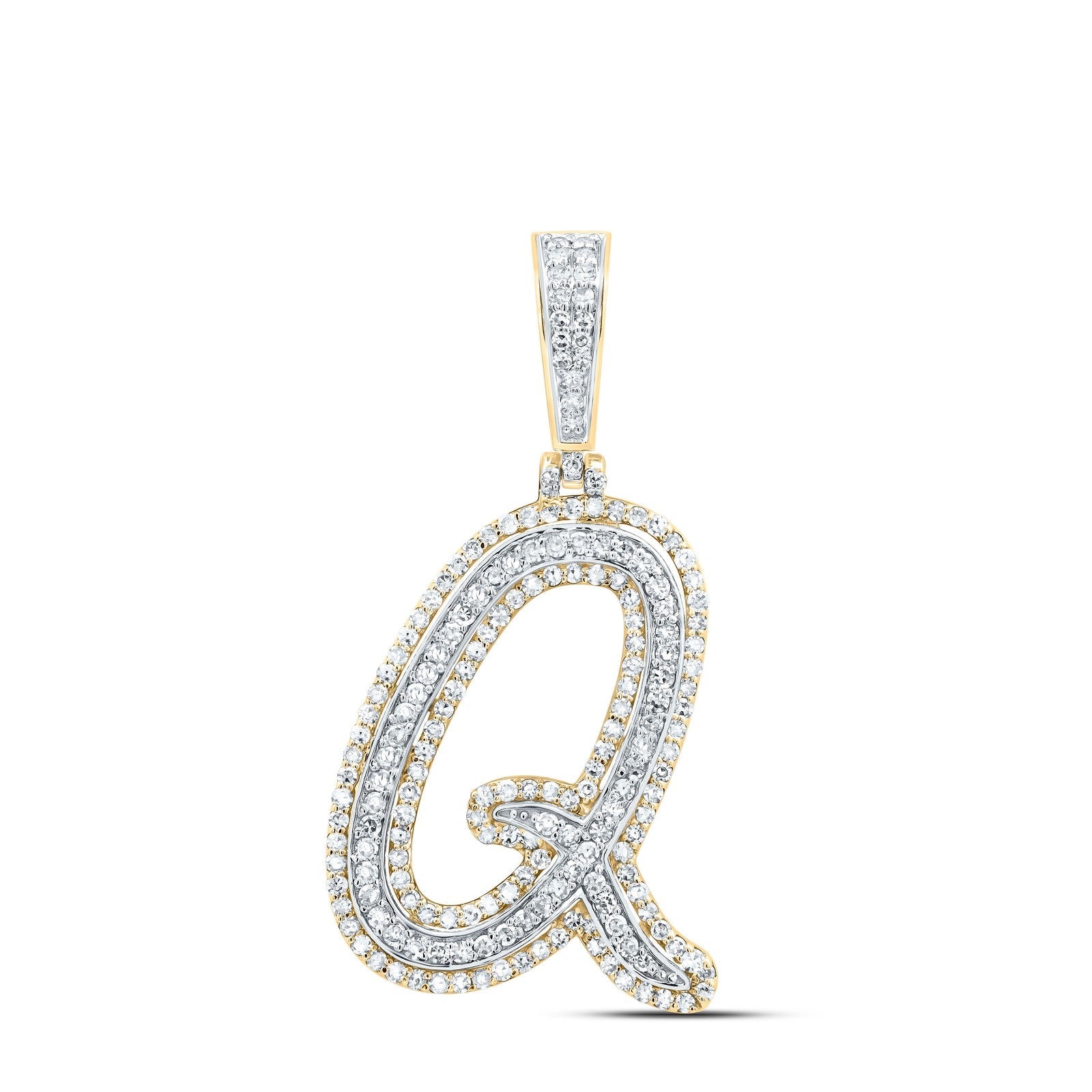 10k Yellow Gold 2.97g 0.81CTW Natural Diamond Initial "Q" Pendant Alphabet Charm - Elite Jewelers - Charms & Pendants
