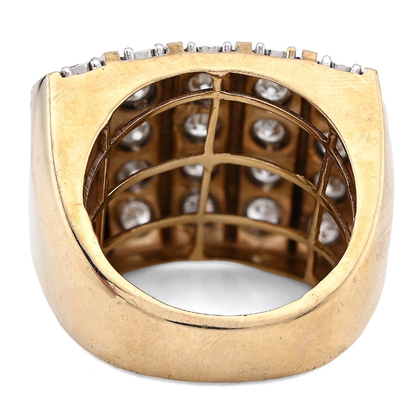 10K Yellow Gold 2CT Natural Diamond Multi Column Men Ilusion Set Pinky Ring - Elite Jewelers - Rings