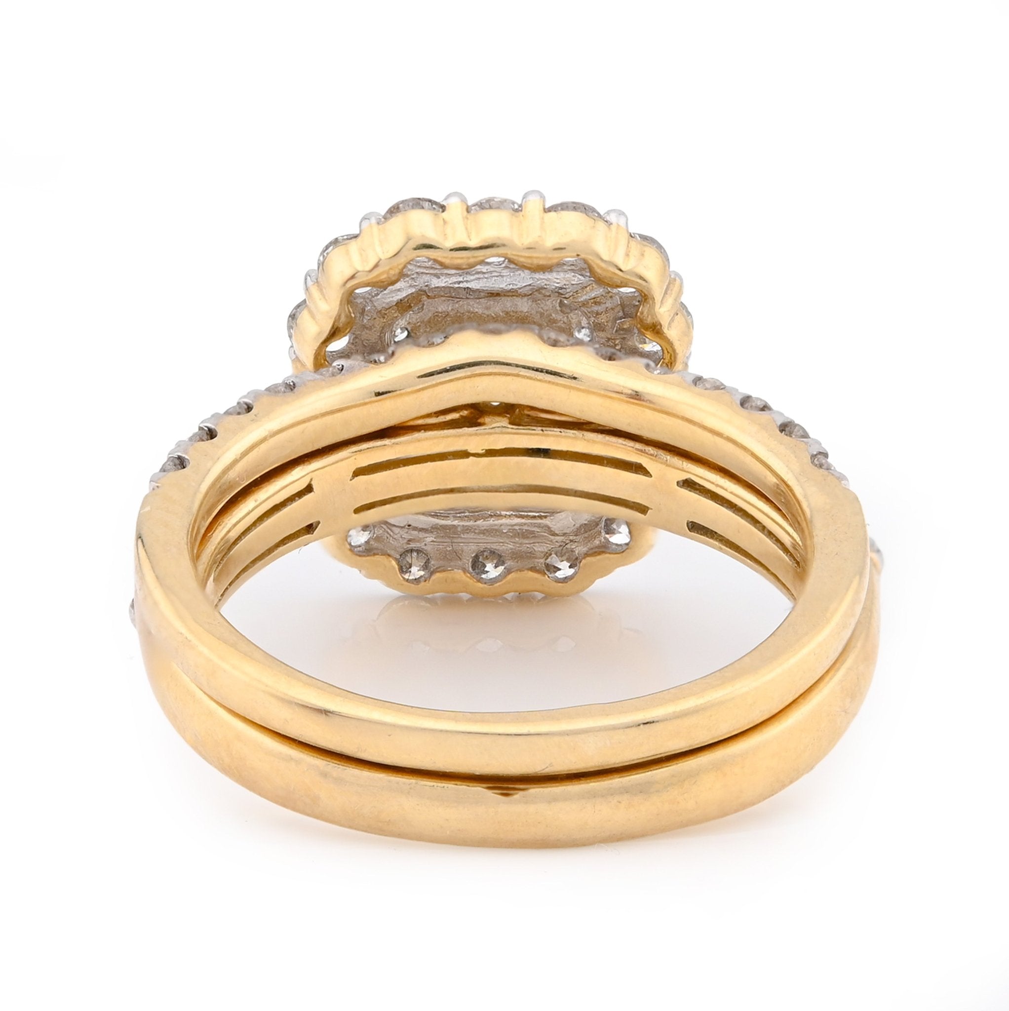 10K Yellow Gold 2CT Natural Diamond Rectangular Flower Setting Emerald Centre Women Wedding Ring - Elite Jewelers - Rings