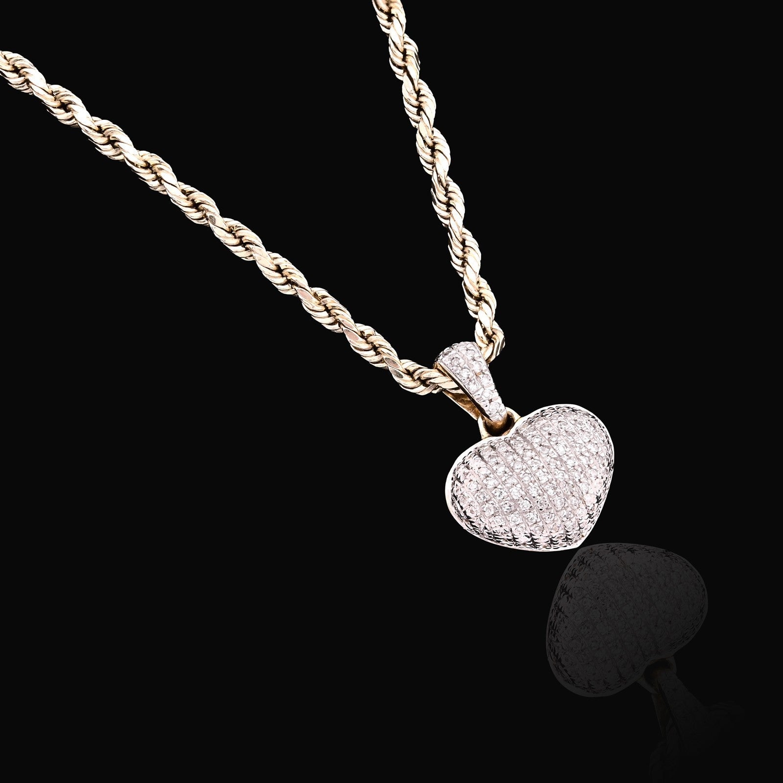 10k Yellow Gold 2gm 1CTW Natural Diamond Puffed Heart Shape Pendant Womens Charm - Elite Jewelers - Charms & Pendants