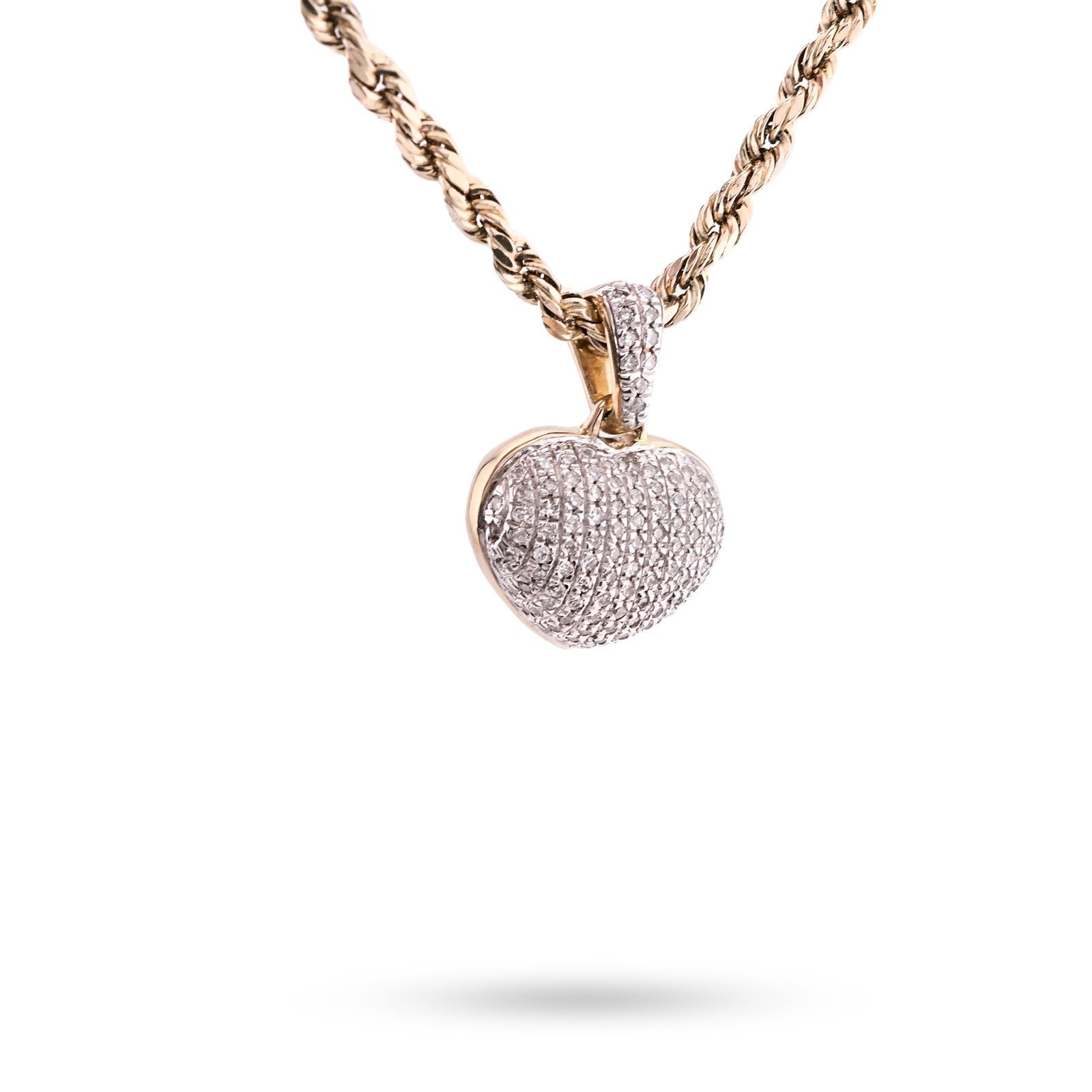 10k Yellow Gold 2gm 1CTW Natural Diamond Puffed Heart Shape Pendant Womens Charm - Elite Jewelers - Charms & Pendants
