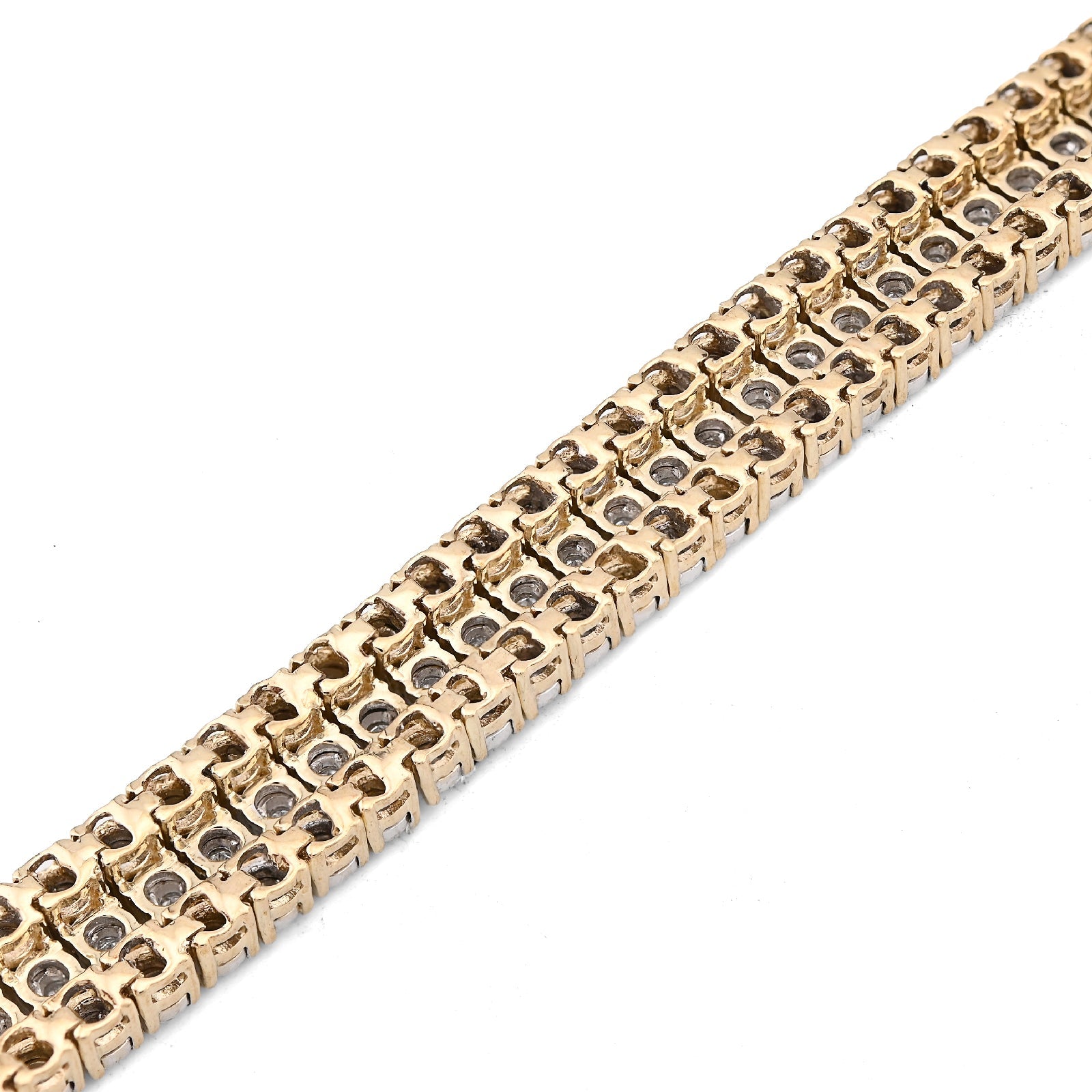 10K Yellow Gold 3 Row 4CT Natural Diamond 9" Men Women 8.5MM Tennis Bracelet - Elite Jewelers - Bracelets